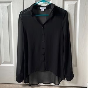 Sheer black button down